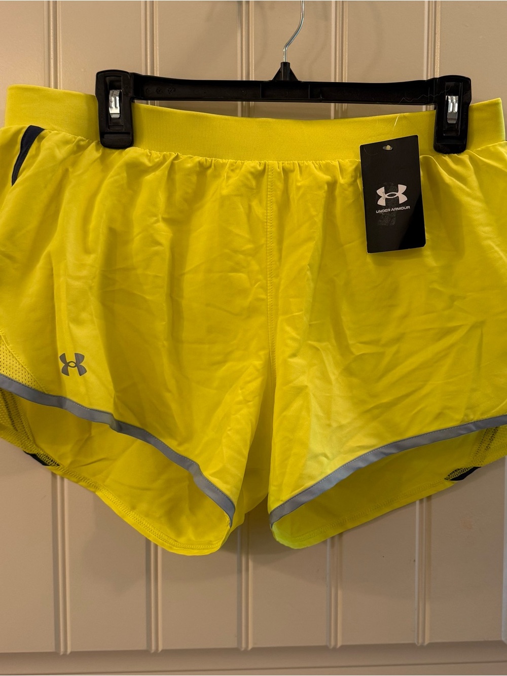 Under Armour Neon Yellow Women's Athletic Shorts with Reflective Trim